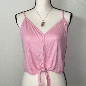 Cute Pink Tie Crop Top